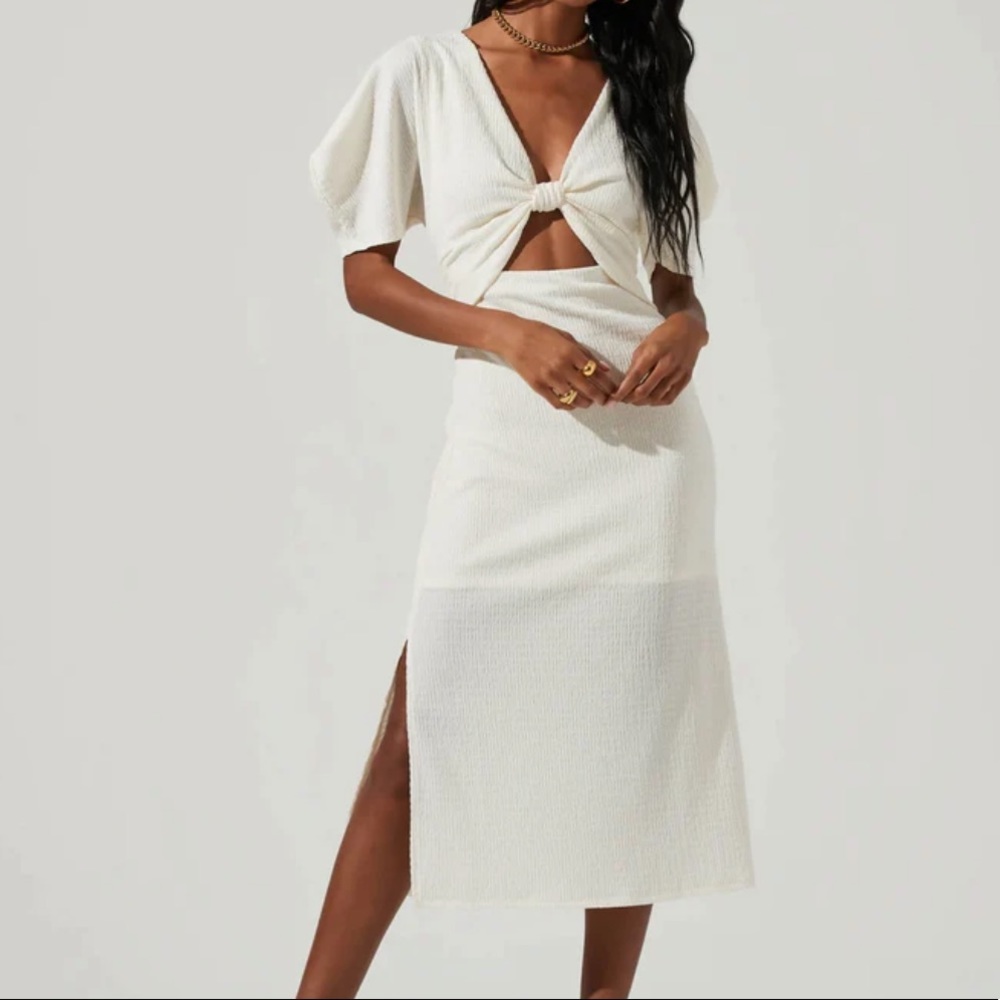 Normandie Cutout Puff Sleeve Midi Dress